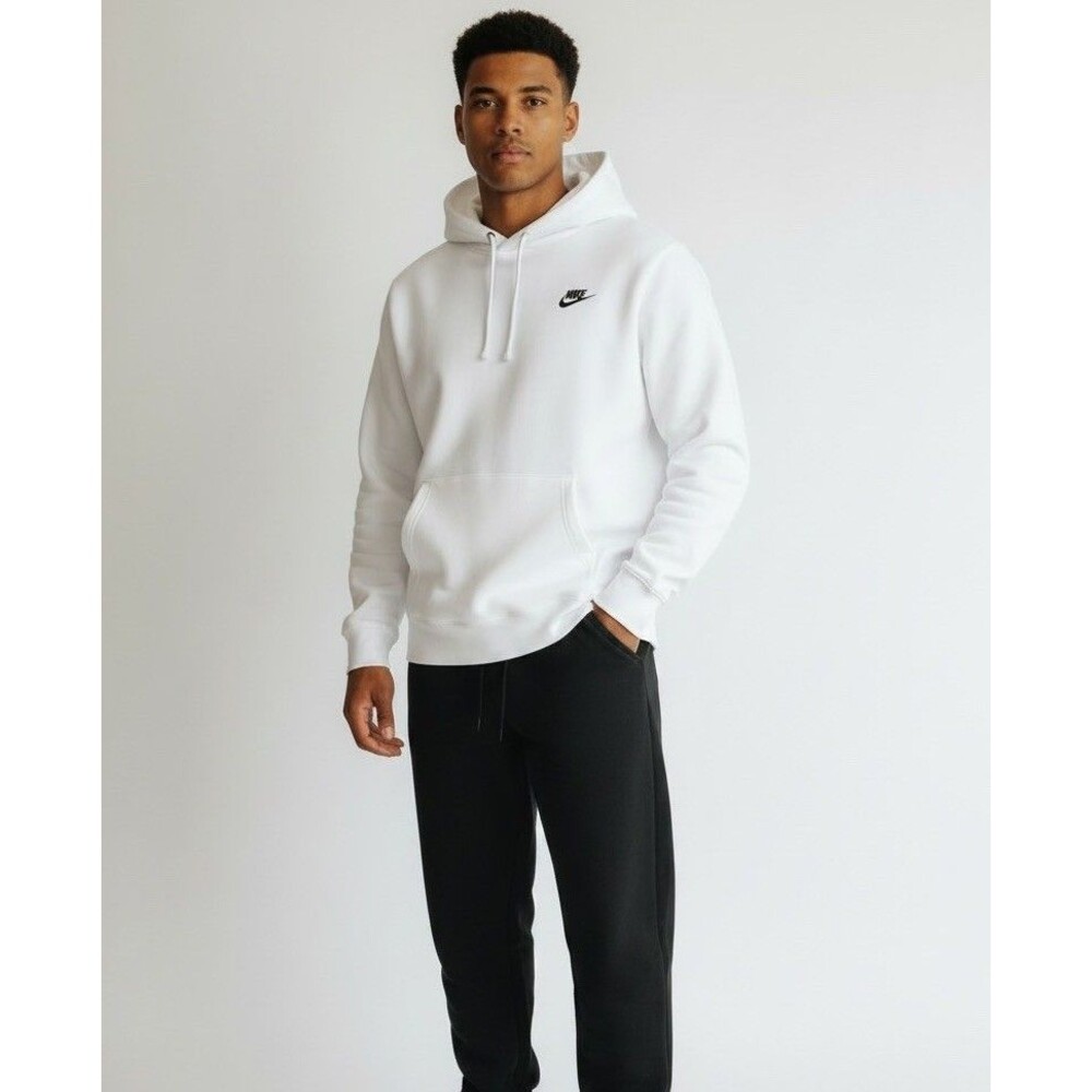 Mens Nike Sportswear Club Fleece Pullover Hoodie White XXL